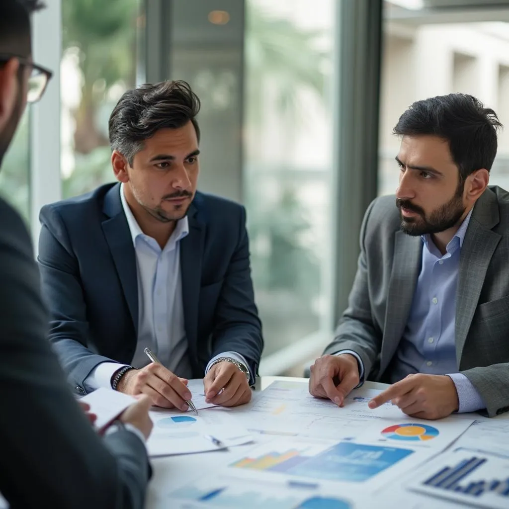 Consultores trabajando con clientes
